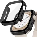 Verre trempé + coque pour Apple Watch 11/10/9/8/7/6/5/4 – Couleur matte 6 black