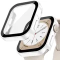 Verre trempé + coque pour Apple Watch 11/10/9/8/7/6/5/4 – Couleur matte 8 white