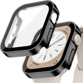 Verre trempé + coque pour Apple Watch 11/10/9/8/7/6/5/4 – Couleur Plating 1 black