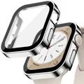 Verre trempé + coque pour Apple Watch 11/10/9/8/7/6/5/4 – Couleur Plating 5 silver