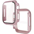 Verre trempé + coque pour Apple Watch 11/10/9/8/7/6/5/4 – Couleur rose gold