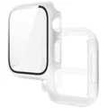 Verre trempé + coque pour Apple Watch 11/10/9/8/7/6/5/4 – Couleur white