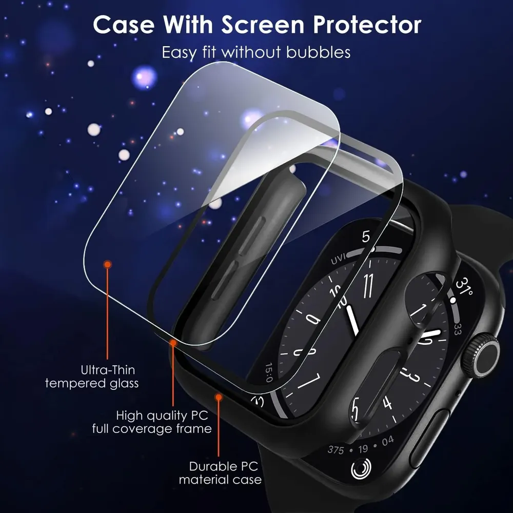 Verre trempé + coque pour Apple Watch Series 10/9/8/7/6/SE/5