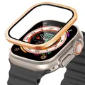Verre trempé et cadre métal pour Apple Watch Ultra – Couleur Gold 3